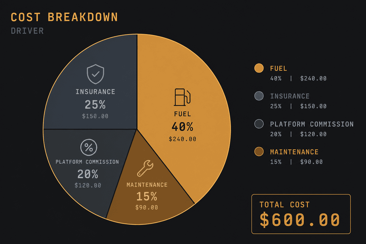 Driver cost breakdown pie chart (indicative)
